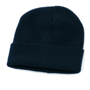 Zuccotto o Cappello in Maglia Tinta Unita Nero Con Risvolto Berretto Invernale