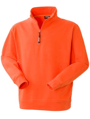 Felpa Arancione in 100% Cotone a Mezza Zip Con Collo Alto Felpatura Interna 8 Colori