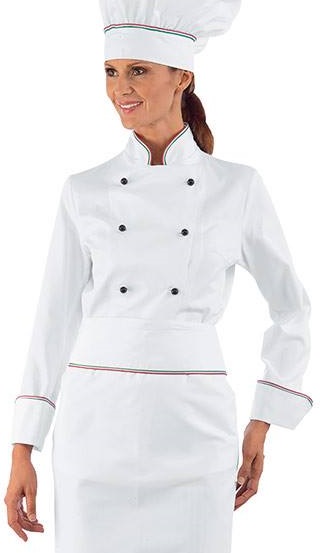 Giacca Cuoco Donna Chef Lady Italy + Bianco Cotone. Codice: 057510