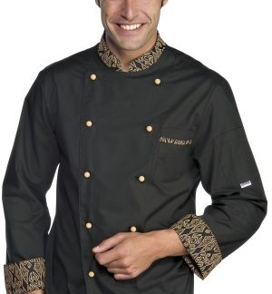 bianco e nero tessile astorino completo pantalone giacca e davantino divisa cuoco chef donna Made in Italy 