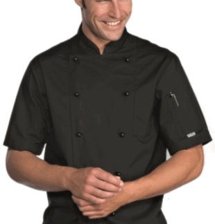 DATOU Giacca Professionale Chef Manica Corta Unisex Modern Fit Cook Cook da Cucina Uniforme Size:M,Color:Black 