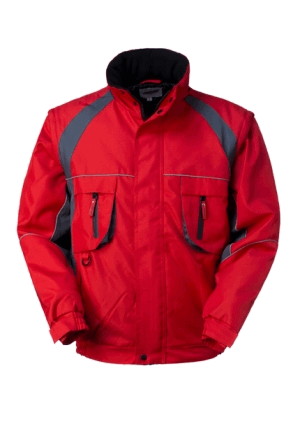 Giubbotto Uomo Da Lavoro Invernale Maniche Staccabili Rosso con profili grigi HH683