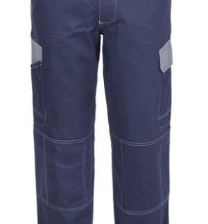 Pantalone Tecnico Blu Scuro e Grigio In Cotone Per Officina Con Elastico Vita